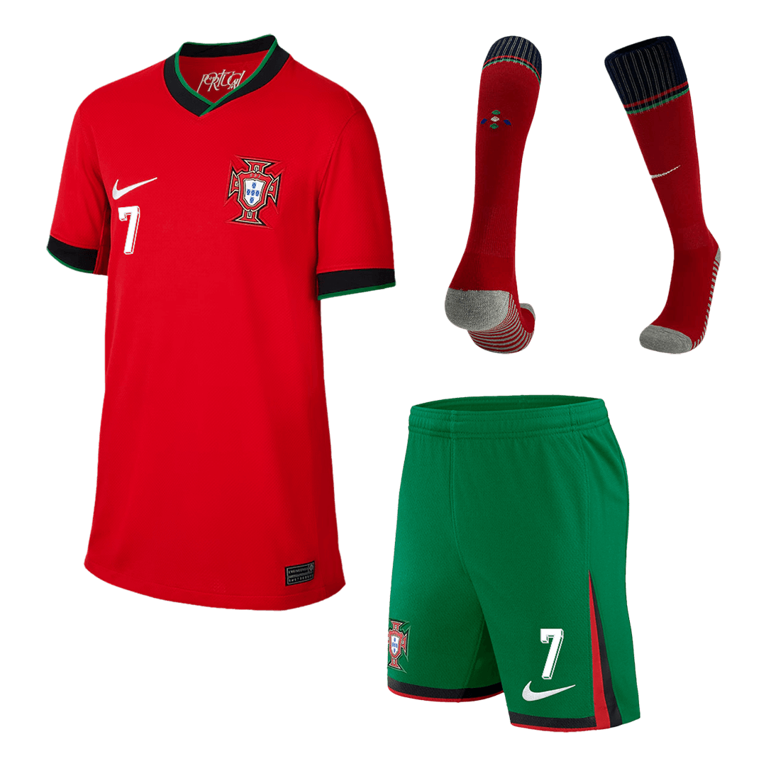 Dziecięca Portugal RONALDO #7 Koszulki domowe Pełny zestaw Euro 2024 Pro Koszulki Pilkar Skie