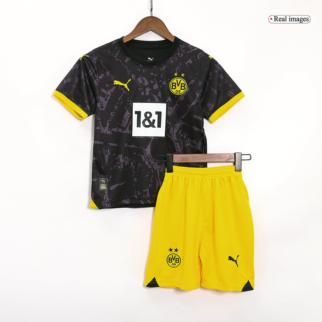 Kid's Borussia Dortmund Away Soccer Jersey Kit(Jersey+Shorts) 2023/24 Top Soccer Jerseys Store