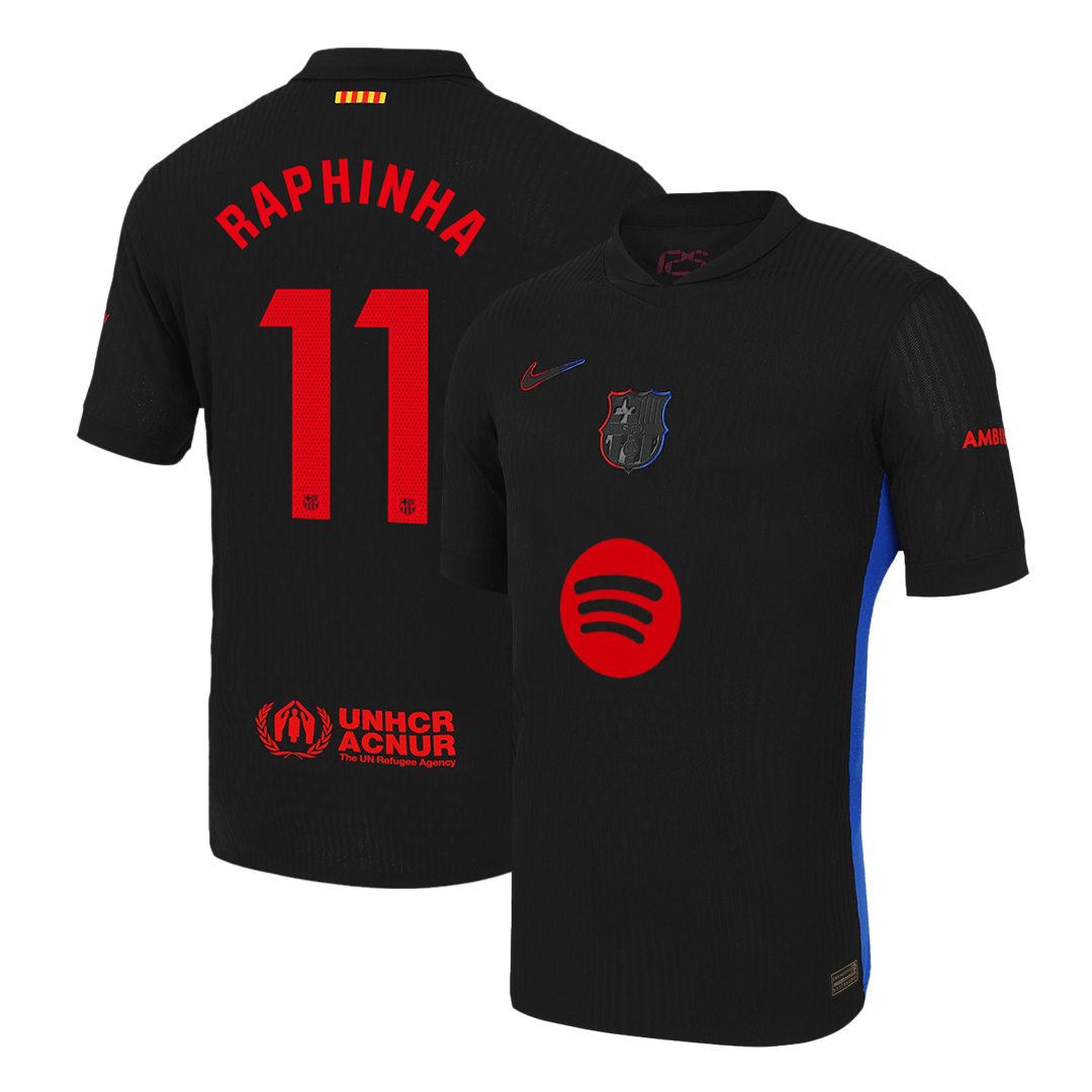 Player Version RAPHINHA #11 Barcelona Away Soccer Jersey 2024/25 -?Spotify Logo Without Text? Top Soccer Jerseys Store