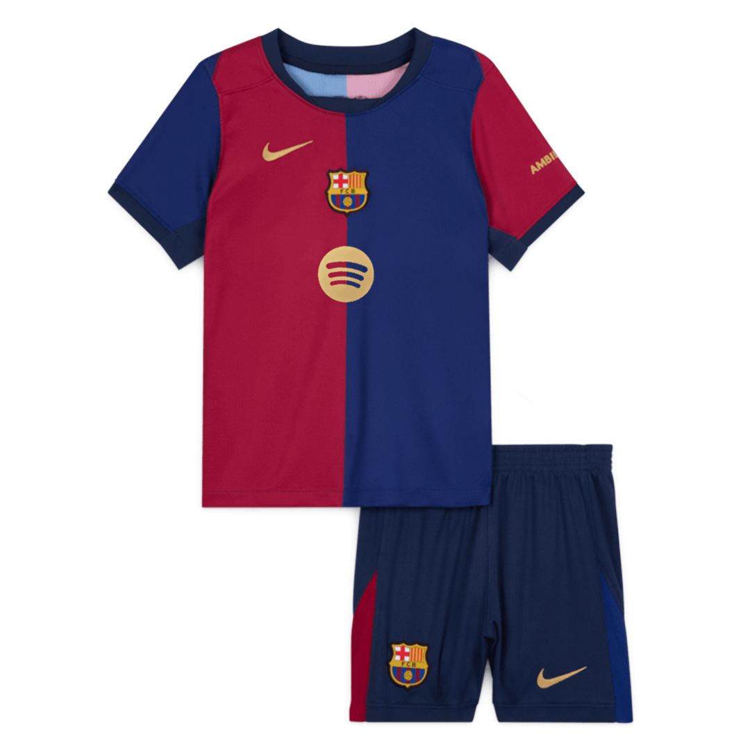 Kid's Barcelona Home Soccer Jersey Kit(Jersey+Shorts) 2024/25-Spotify Logo Without Text Top Soccer Jerseys Store