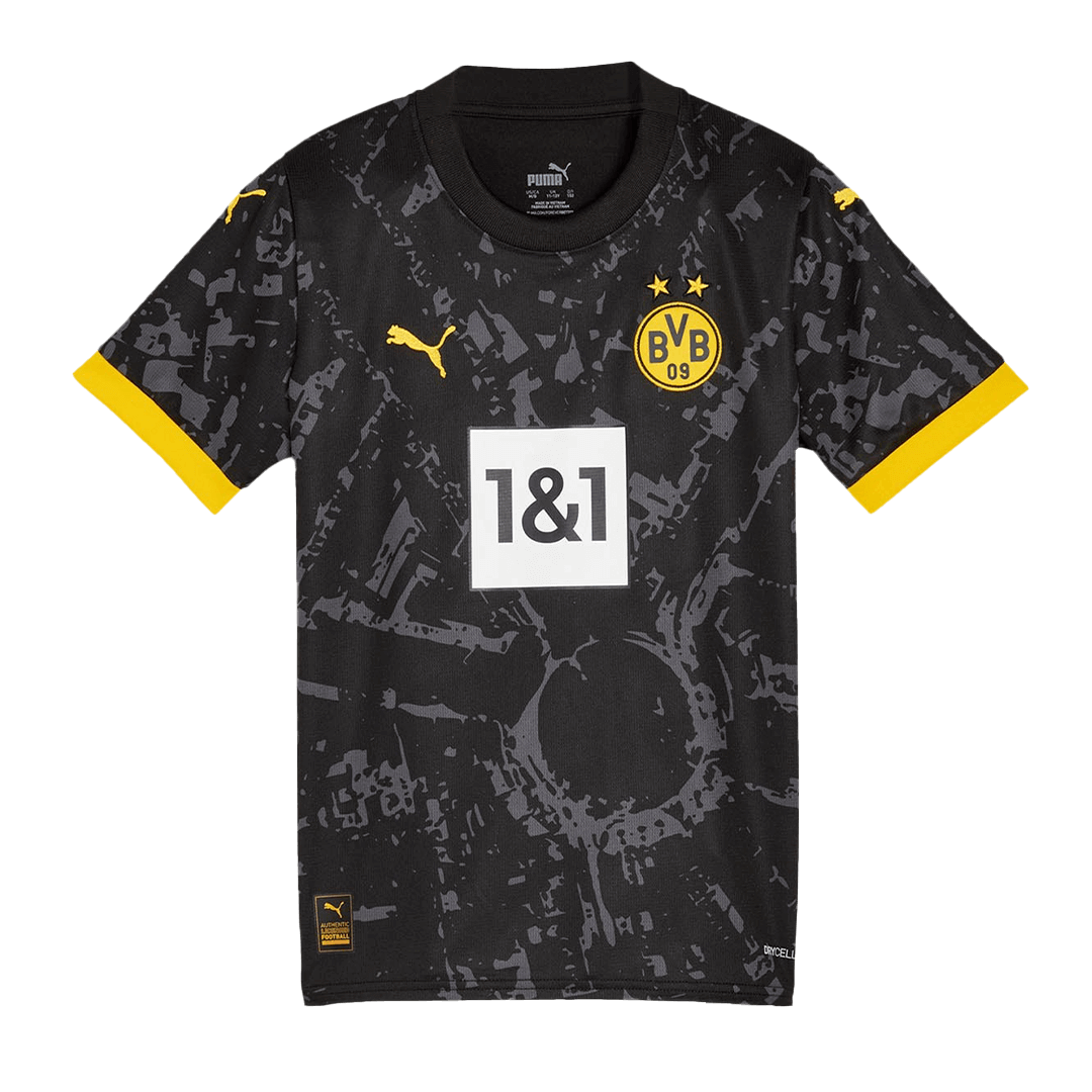 Kid's Borussia Dortmund Away Soccer Jersey Kit(Jersey+Shorts) 2023/24 Top Soccer Jerseys Store
