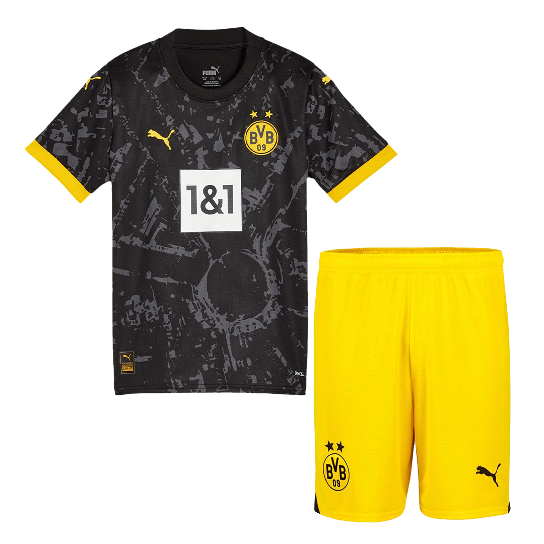 Kid's Borussia Dortmund Away Soccer Jersey Kit(Jersey+Shorts) 2023/24 Top Soccer Jerseys Store