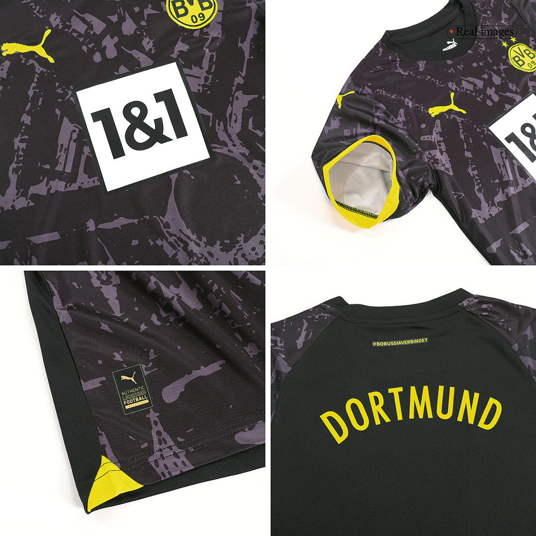 Kid's Borussia Dortmund Away Soccer Jersey Kit(Jersey+Shorts) 2023/24 Top Soccer Jerseys Store