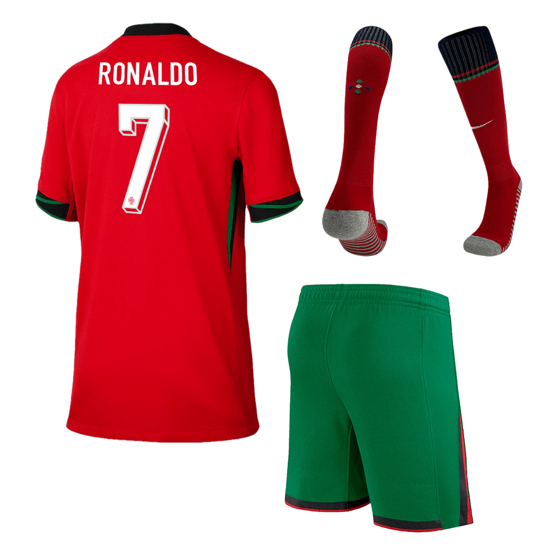 Dziecięca Portugal RONALDO #7 Koszulki domowe Pełny zestaw Euro 2024 Pro Koszulki Pilkar Skie