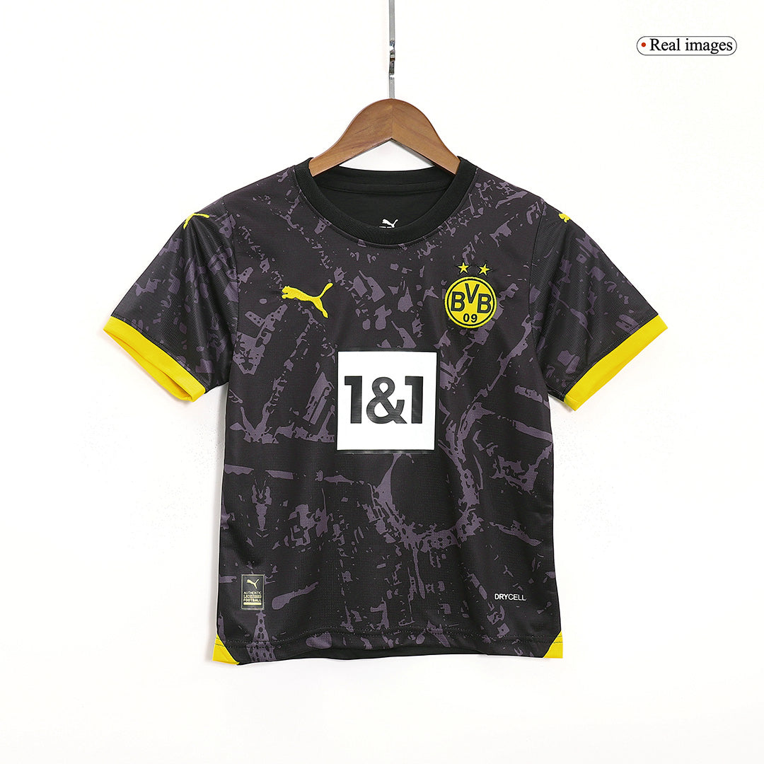 Kid's Borussia Dortmund Away Soccer Jersey Kit(Jersey+Shorts) 2023/24 Top Soccer Jerseys Store