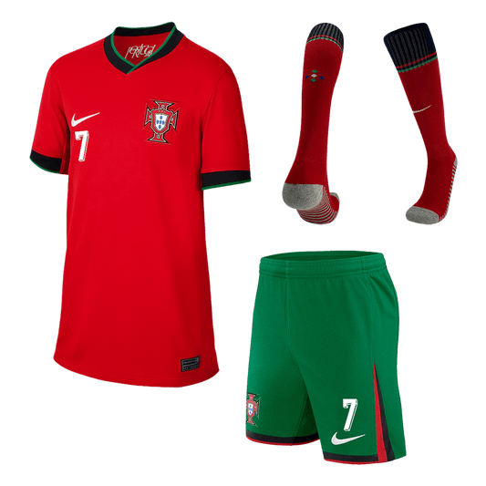 Dziecięca Portugal RONALDO #7 Koszulki domowe Pełny zestaw Euro 2024 Pro Koszulki Pilkar Skie