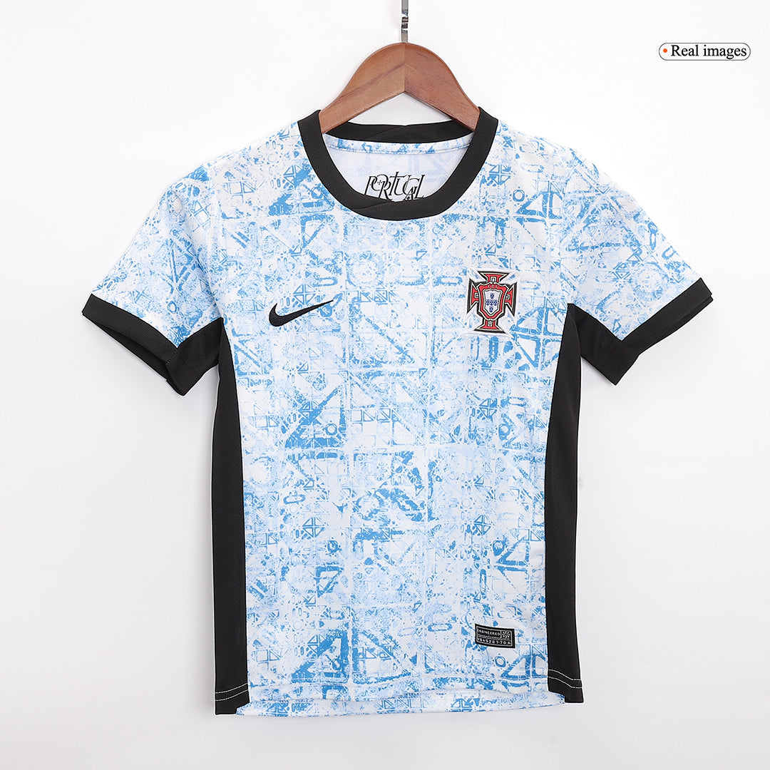 Dziecięce koszulki wyjazdowe Portugalii na Euro 2024 (krótkie + spodenki + skarpetki) Pro Koszulki Pilkar Skie