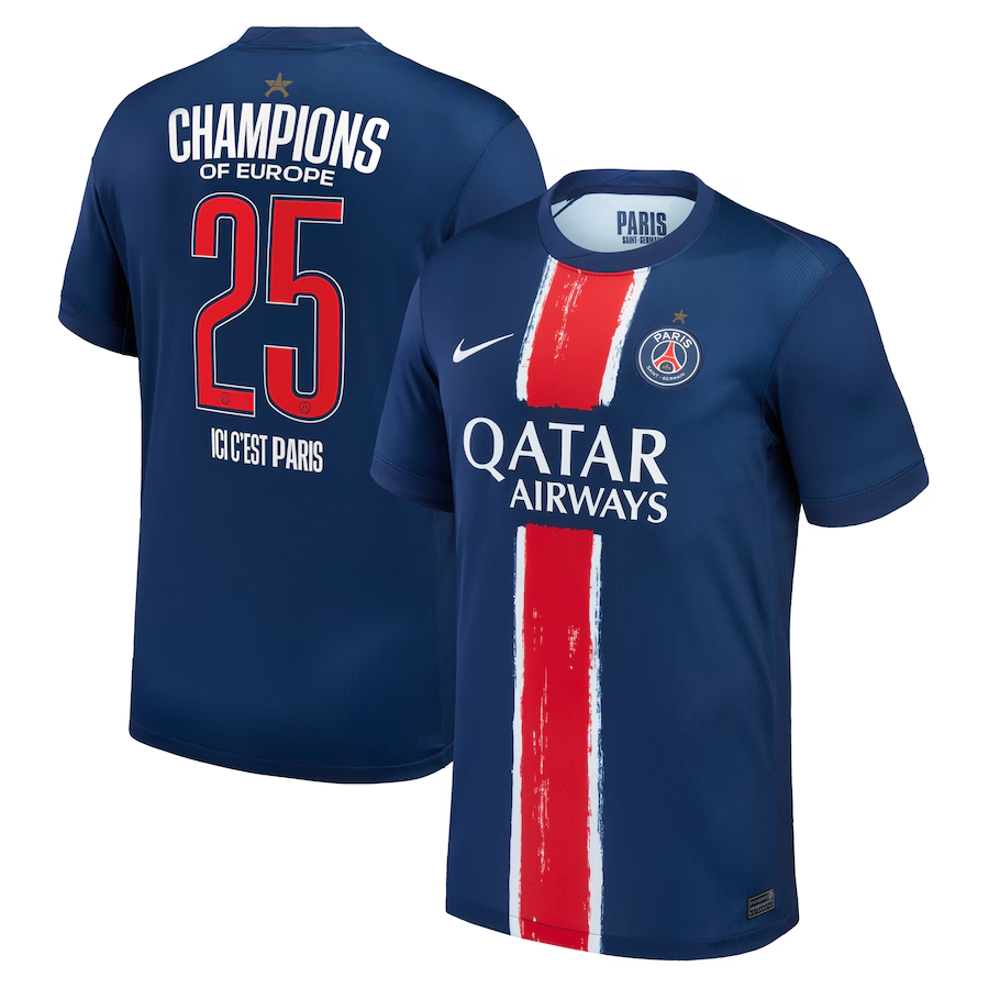 Koszulka piłkarska Player Verison PSG Home 2024/25 Edycja Specjalna - Mistrzowie Europy 2025 Top Soccer Jerseys Store