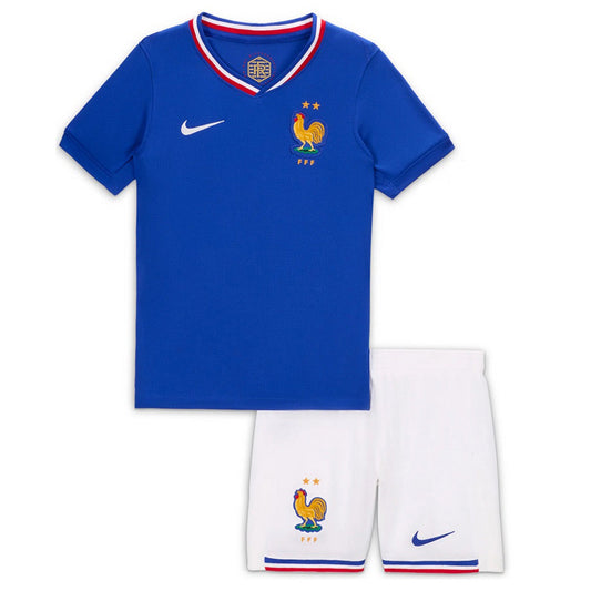 Dziecięcy zestaw koszulek domowych France (koszulka + spodenki) Euro 2024 Pro Koszulki Pilkar Skie