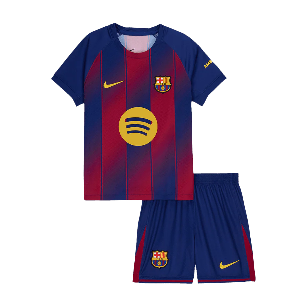 Dziecięce koszulki domowe Barcelona Soccer (koszulka + spodenki) 2025/26 Pro Koszulki Pilkar Skie