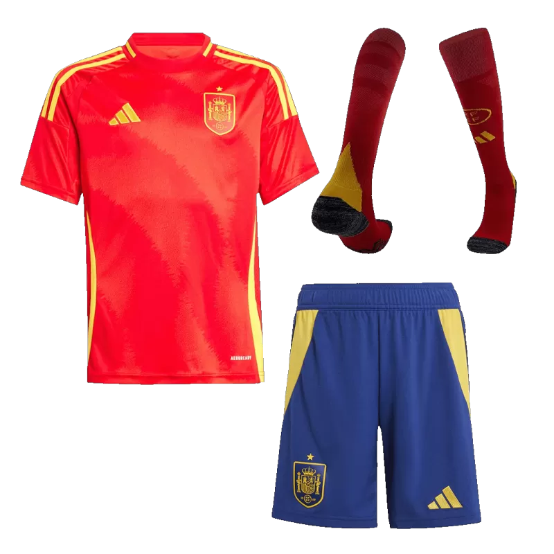 Dziecięcy zestaw koszulek piłkarskich Spain (koszulka + spodenki + skarpetki) 2024/25 Pro Koszulki Pilkar Skie