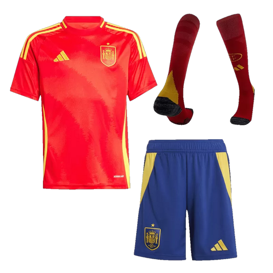 Dziecięcy zestaw koszulek piłkarskich Spain (koszulka + spodenki + skarpetki) 2024/25 Pro Koszulki Pilkar Skie