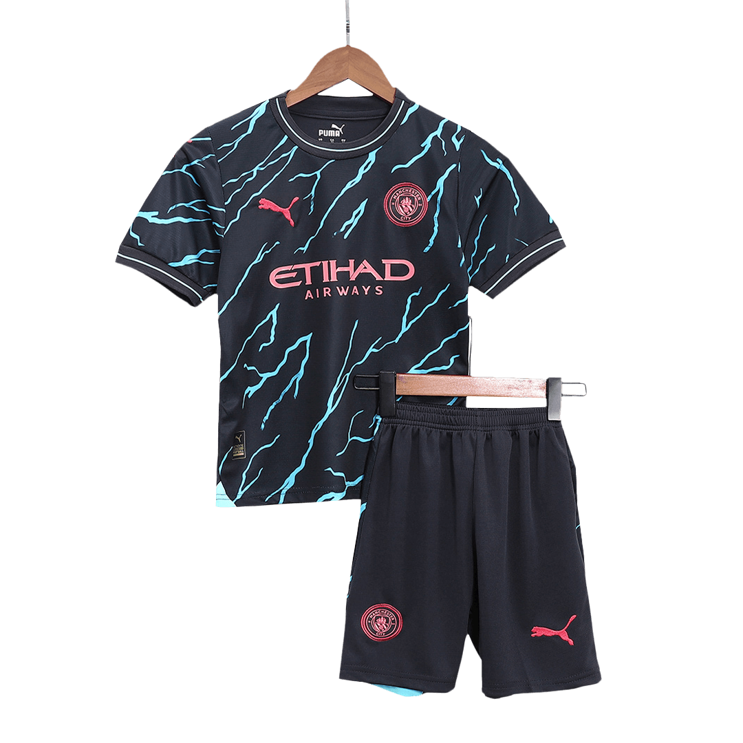 Kid's Manchester City Third Away  Soccer Jersey Kit(Jersey+Shorts) 2023/24 Top Soccer Jerseys Store