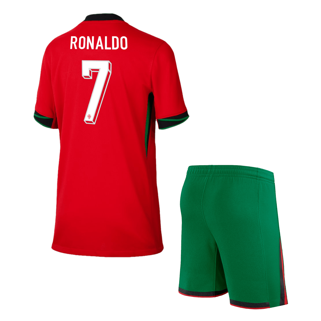 Dziecięcy Portugal RONALDO #7 Zestaw koszulek domowych (koszulka + spodenki) Euro 2024 Pro Koszulki Pilkar Skie