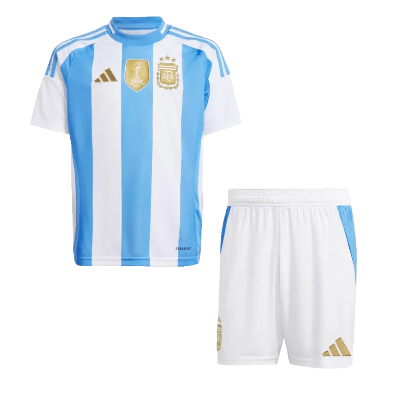 Argentina Domowe Dziecięce Koszulki Piłkarskie Zestaw Copa America 2024 Pro Koszulki Pilkar Skie