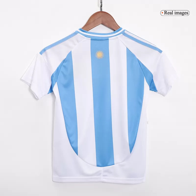Argentina Domowe Dziecięce Koszulki Piłkarskie Zestaw Copa America 2024 Pro Koszulki Pilkar Skie