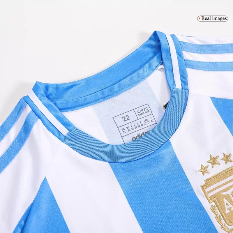 Argentina Domowe Dziecięce Koszulki Piłkarskie Zestaw Copa America 2024 Pro Koszulki Pilkar Skie