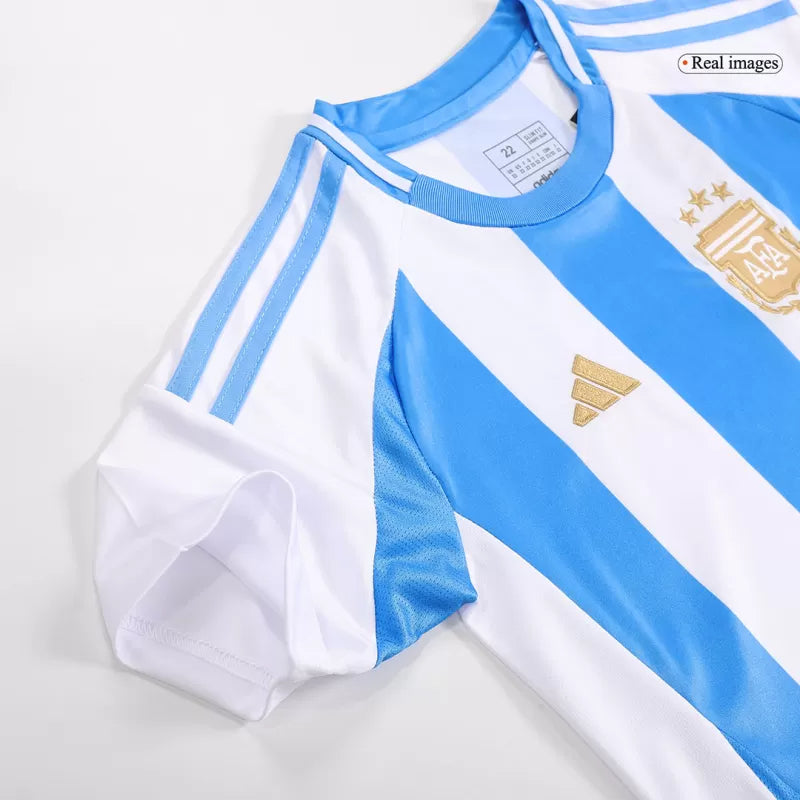 Argentina Domowe Dziecięce Koszulki Piłkarskie Zestaw Copa America 2024 Pro Koszulki Pilkar Skie