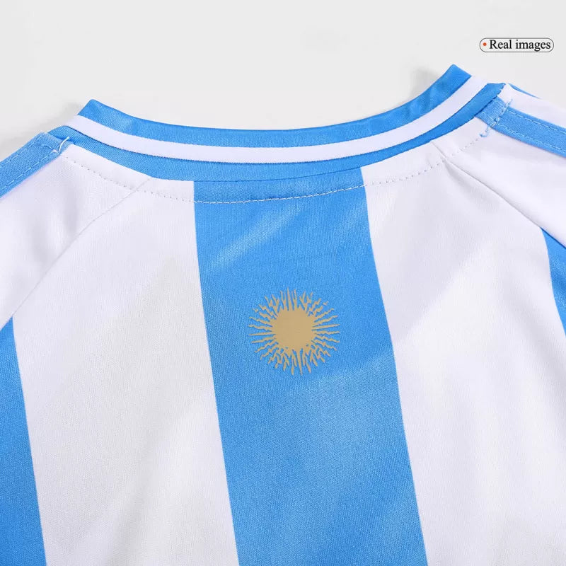 Argentina Domowe Dziecięce Koszulki Piłkarskie Zestaw Copa America 2024 Pro Koszulki Pilkar Skie