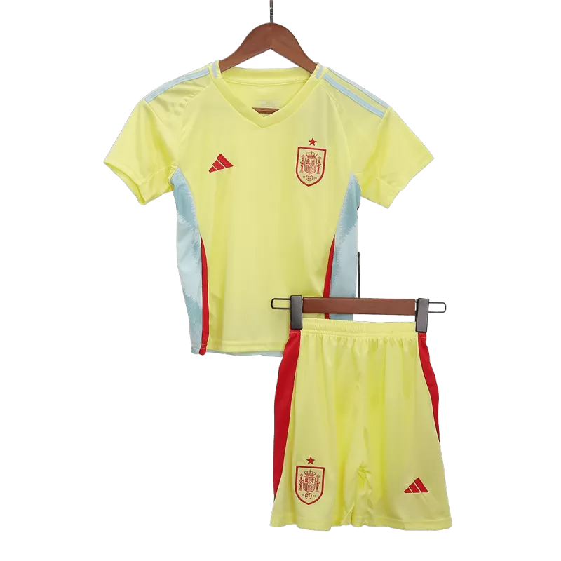 Dziecięcy zestaw wyjazdowy reprezentacji Spain na EURO 2024/25 (koszulka + spodenki) Pro Koszulki Pilkar Skie