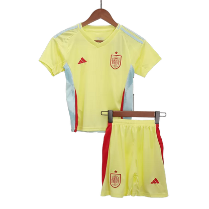 Dziecięcy zestaw wyjazdowy reprezentacji Spain na EURO 2024/25 (koszulka + spodenki) Pro Koszulki Pilkar Skie