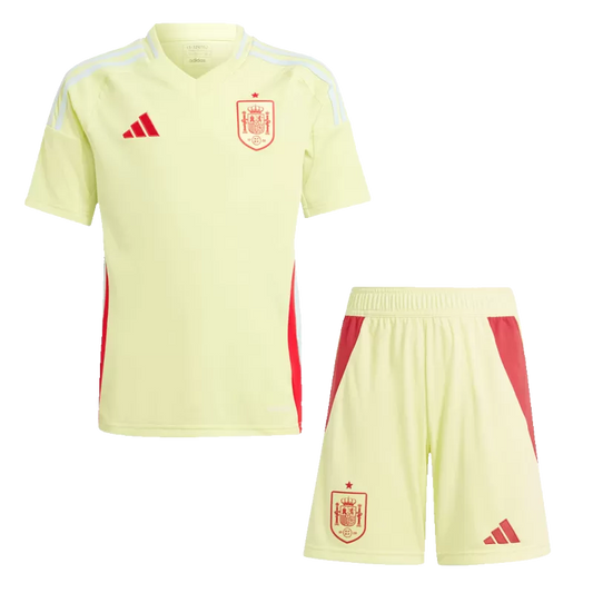 Dziecięcy zestaw wyjazdowy reprezentacji Spain na EURO 2024/25 (koszulka + spodenki) Pro Koszulki Pilkar Skie