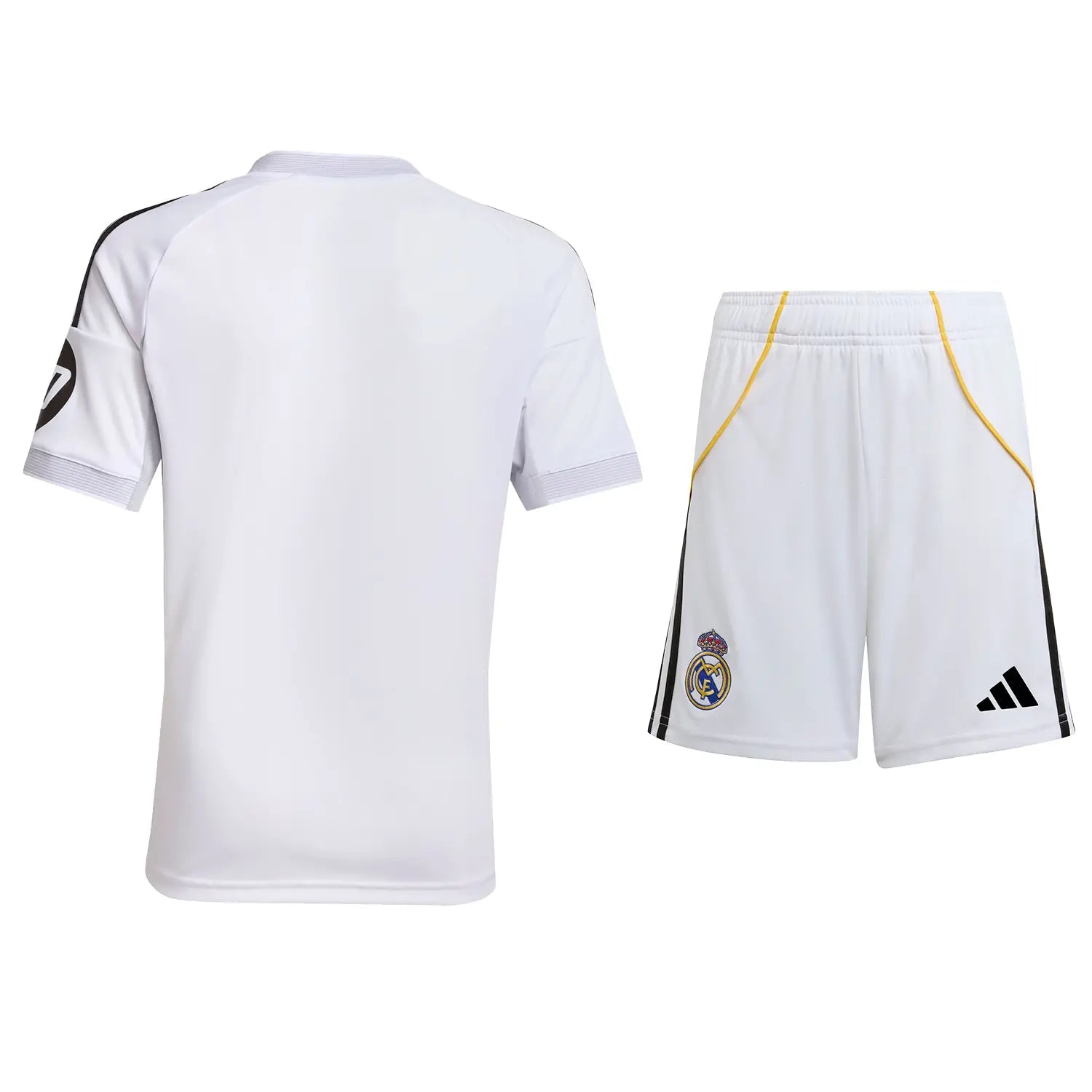 Dziecięcy zestaw piłkarski Real Madrid Home Soccer Jersey (koszulka + spodenki + skarpetki) 2025/26 Pro Koszulki Pilkar Skie