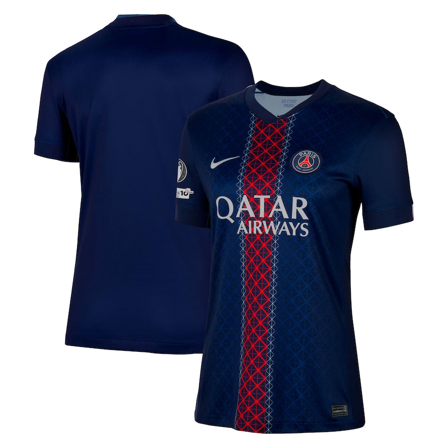 Damska koszulka meczowa PSG 2025-26 z odznaką Ligi Mistrzów i 10. rocznicy Fundacji UEFA Pro Koszulki Pilkar Skie