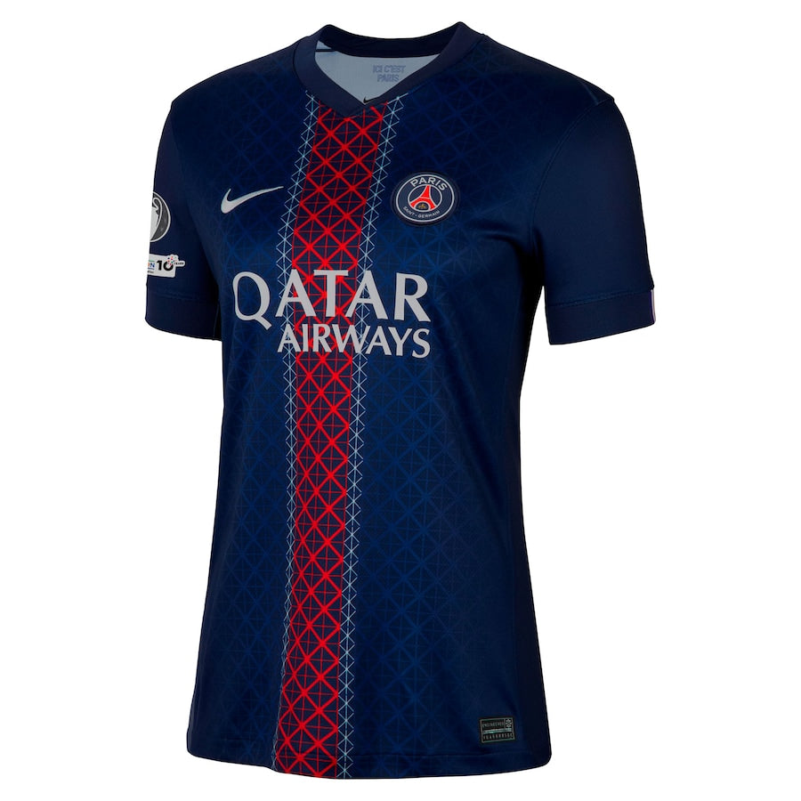 Damska koszulka meczowa PSG 2025-26 z odznaką Ligi Mistrzów i 10. rocznicy Fundacji UEFA Pro Koszulki Pilkar Skie