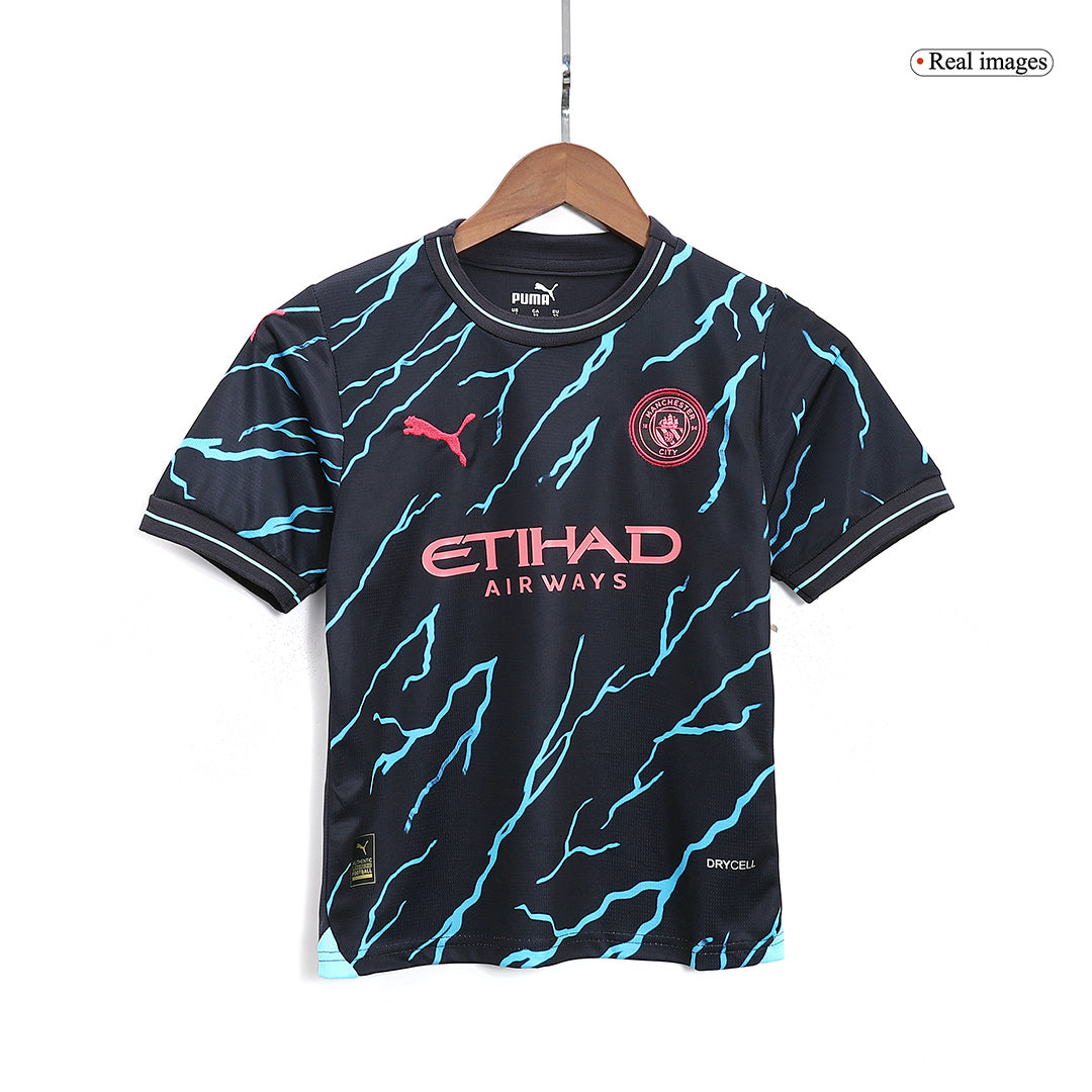Kid's Manchester City Third Away  Soccer Jersey Kit(Jersey+Shorts) 2023/24 Top Soccer Jerseys Store