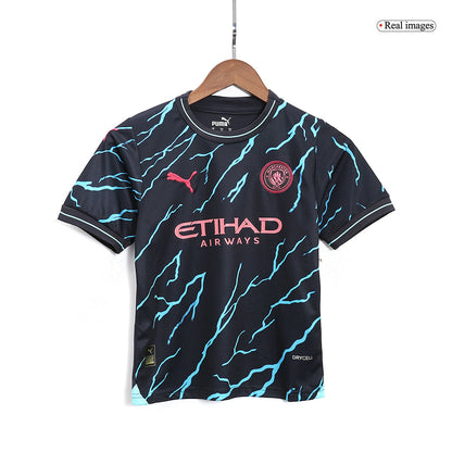 Kid's Manchester City Third Away  Soccer Jersey Kit(Jersey+Shorts) 2023/24 Top Soccer Jerseys Store