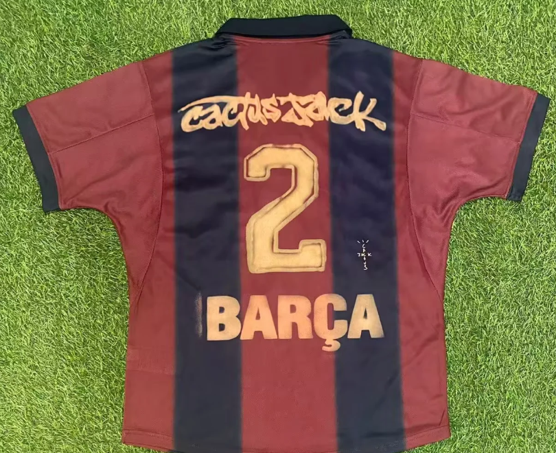 Travis Scott Cactus Jack x FC Barcelona Retro 2000/01 Koszulka domowa Skeleton 