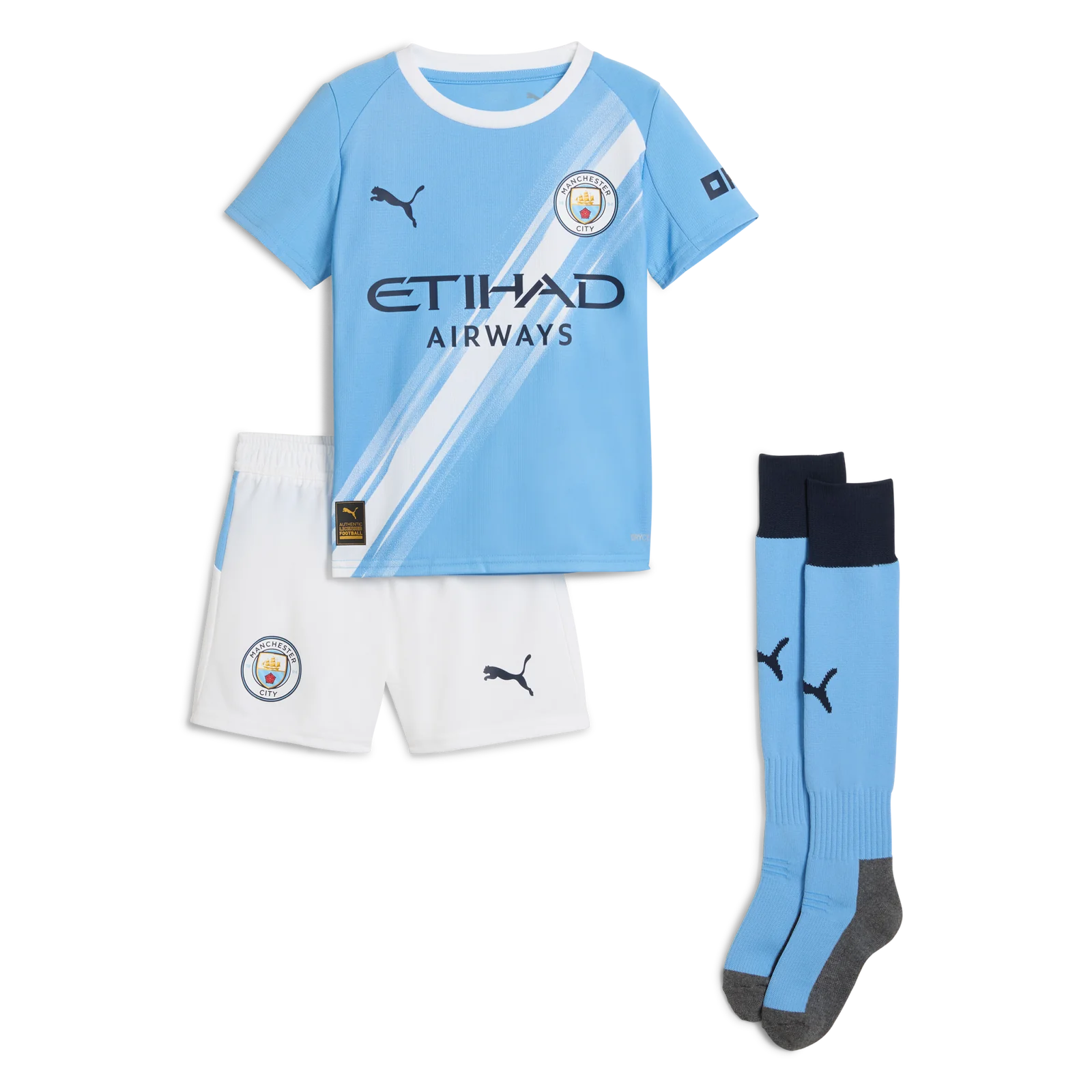 Dziecięcy zestaw koszulek piłkarskich Manchester City Home Soccer (koszulka + spodenki + skarpetki) 2025/26 Top Soccer Jerseys Store